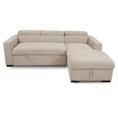 GENERICO - Sofá Seccional Cama Lucia + Baúl 3 Cuerpos Derecho - Beige