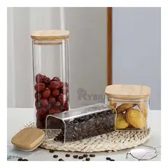 GENERICO - Contenedor Funcional 1900ml Tapa de Bambu Y+Papel de Regalo