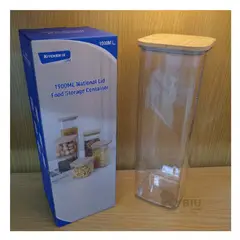 GENERICO - Deposito Util de 1900ml Tapa de Bambu Y+Envoltorio de Regalo