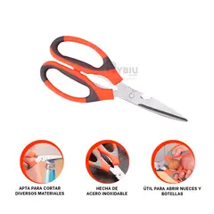 GENERICO - Tijera Multifuncional en Color Naranja Y+Regalo Stickers