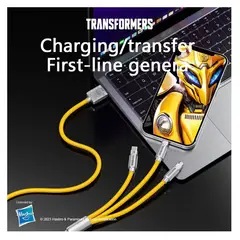 TRANSFORMERS - Cable De Carga Rápida Con Aleación De Zinc Tf-A03 - 1 Metro - Amarillo