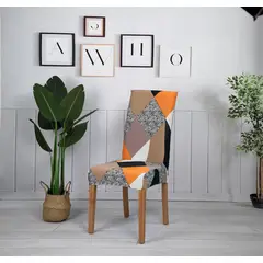 GENERICO - Funda de Sillas Pack 6und Estampado Naranja Geometrico