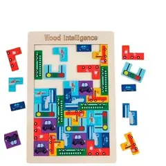 GENERICO - Rompecabezas Bloques De Construcción tetris De Madera