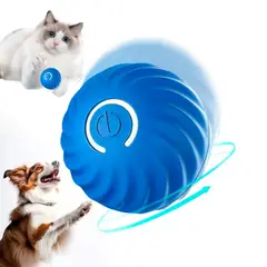 CAT - Juguete para Gatos Perros Pelota Salta Luces USB 5-5cm Azul