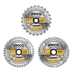 INGCO - Set de 3 discos corte madera 7 1/4" 24-40-60 dientes