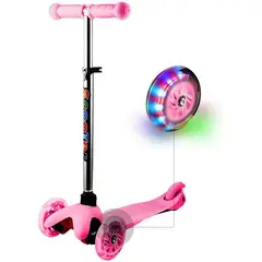 GENERICO - Scooter Plegable con Ruedas de Luces para Niñas - Rosado