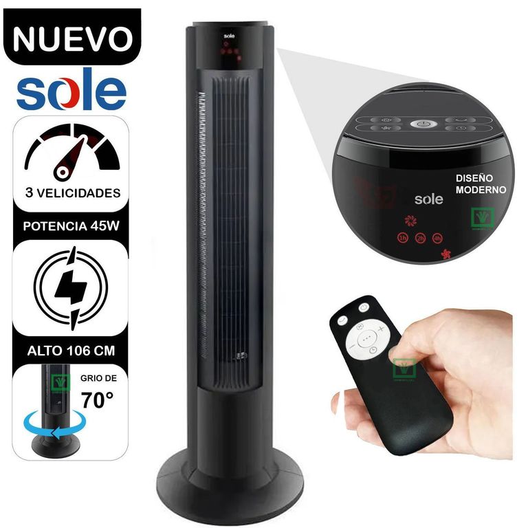 Ventilador de Aire Tipo Torre SOLAIR018 Negro