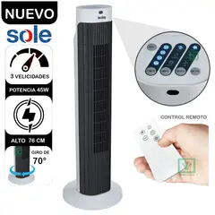 Sole - Ventilador de Aire Tipo Torre 76cm SOLAIR019 Blanco