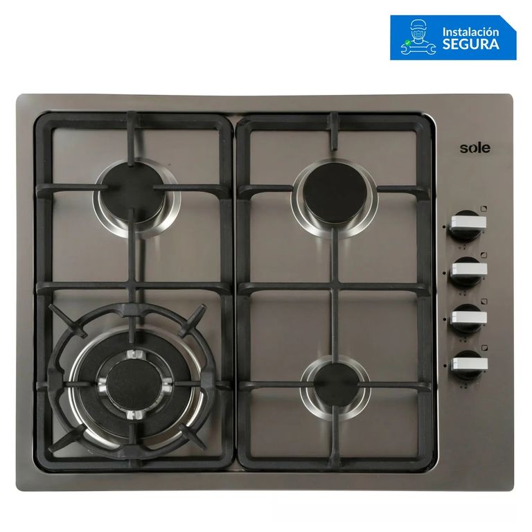 COCINA A GAS EMPOTRABLE SOLCO036 4 HORNILLAS