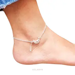 KILARYS - Tobillera de Plata 925 Luna Estrella