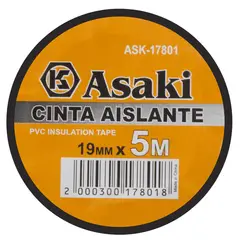 ASAKI - Cinta Aislante Negro 19mm x 5metros Pack x 12unid