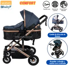 EBABY - Coche cuna moisés de lujo COMFORT azul