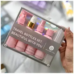 MINARI - Set de 5 Frascos Pulverizador Envases de Aseo para Viaje Rosado EC77