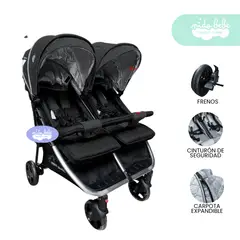 GENERICO - Coche Mellicero Gemelar para bebe Sevilla black