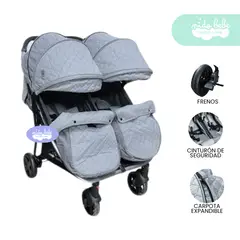 GENERICO - Coche Mellicero Gemelar para bebe Sevilla Plomo
