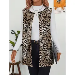 KAST PE - Chaleco Mujer Cardigan Suley Animal print - Talla M