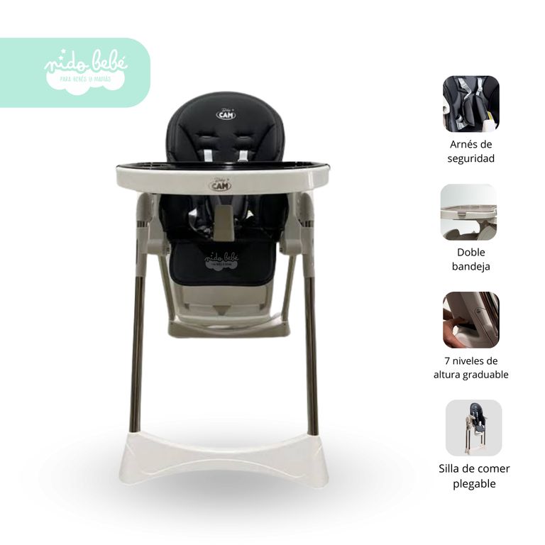 Silla de Comer plegable para bebe modelo Cassie color negro