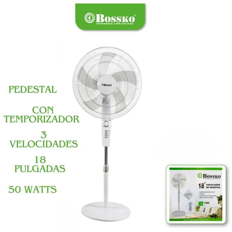 Ventilador de pedestal 18 BK8457VB 50W con Temporizador Blanco