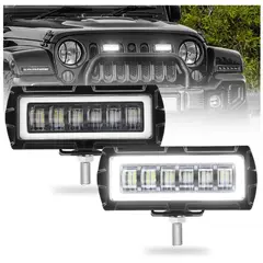 GENERICO - Faro 12 Led Luz Blanco y Ambar con Ojo de Angel 9D