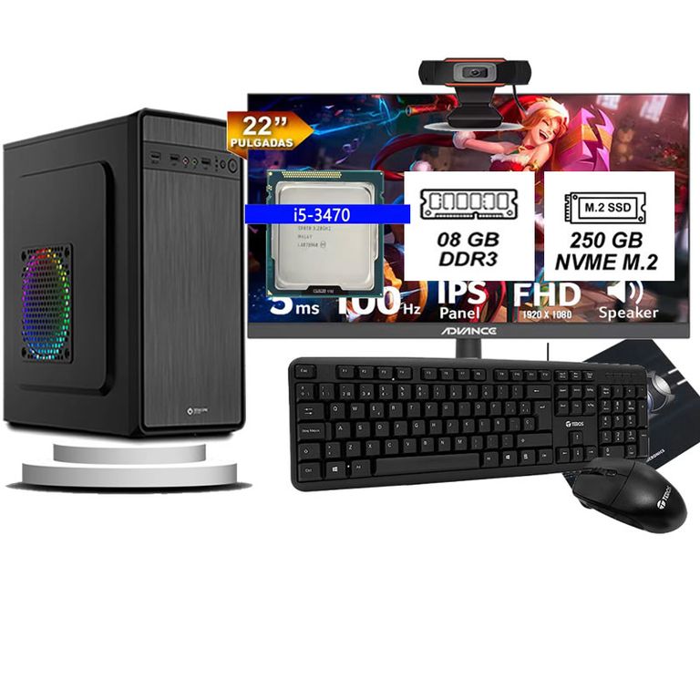 Computadora Pc Core i5 3470 Monitor 22 fhd' RAM 8GB SSD 256GB