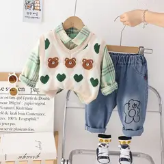 GENERICO - ROPA DE NIÑO DE OSITOS 3 PIEZAS - (CHALECO,CAMISA,PANTALON )