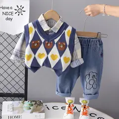 GENERICO - ROPA CONJUNTOS PARA NIÑO AZUL-3 PIEZAS