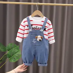 GENERICO - JUMPER DE NIÑO DE TEMATICA DE PERRITOS ROJOS DE 2 PIEZAS