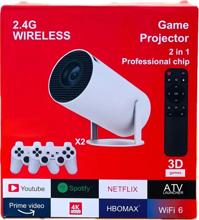 Proyector 4K UHD Con Juegos y Mandos De Control Wifi