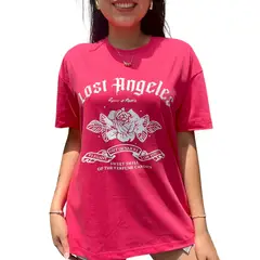 ENGELL - Polo Oversize Rosas Fucsia