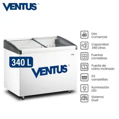 VENTUS - Congeladora horizontal 340L - Función dual y Frío estático- Blanco- CTV-340I