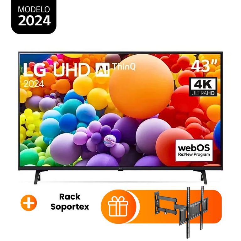 Televisor 43 UHD α5 IA 4K Gen7 WebOS 43UT7300 + Rack