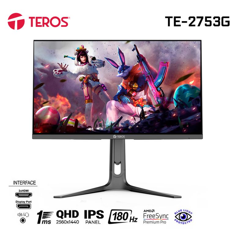 Monitor plano gaming TE-2753G, 27" 2K QHD IPS, 180 Hz, HDMI, DP