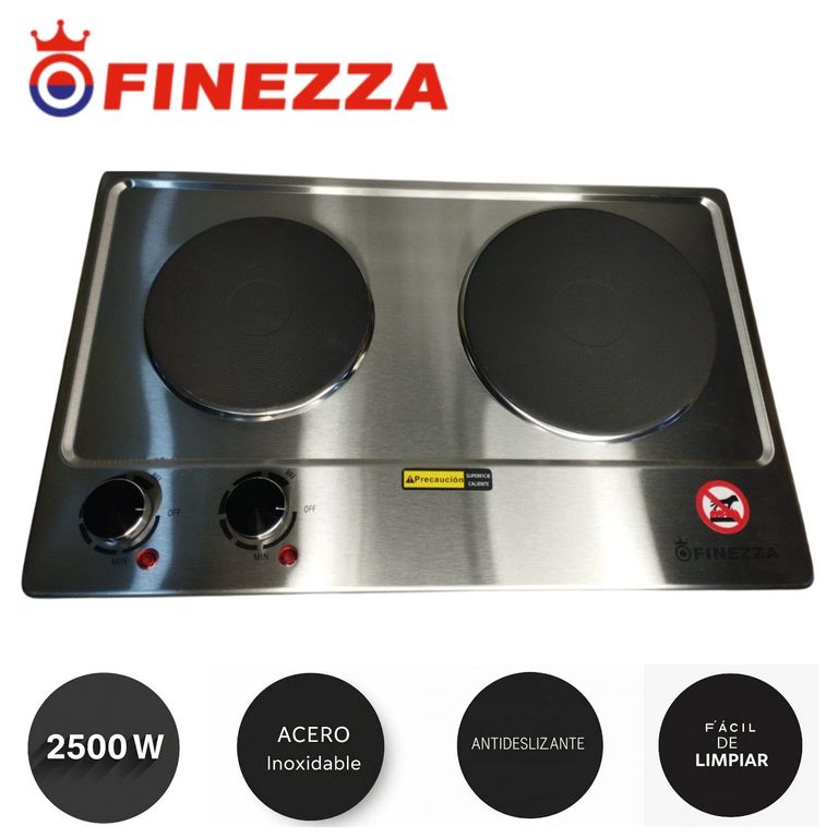 Cocina eléctrica 02 hornillas Acero inox