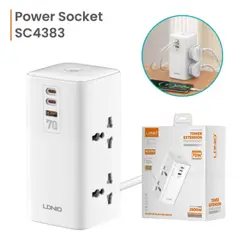 LDNIO - Extension Tomacorriente CargaRapida 2500w SC4383 4 USB 4 Socket