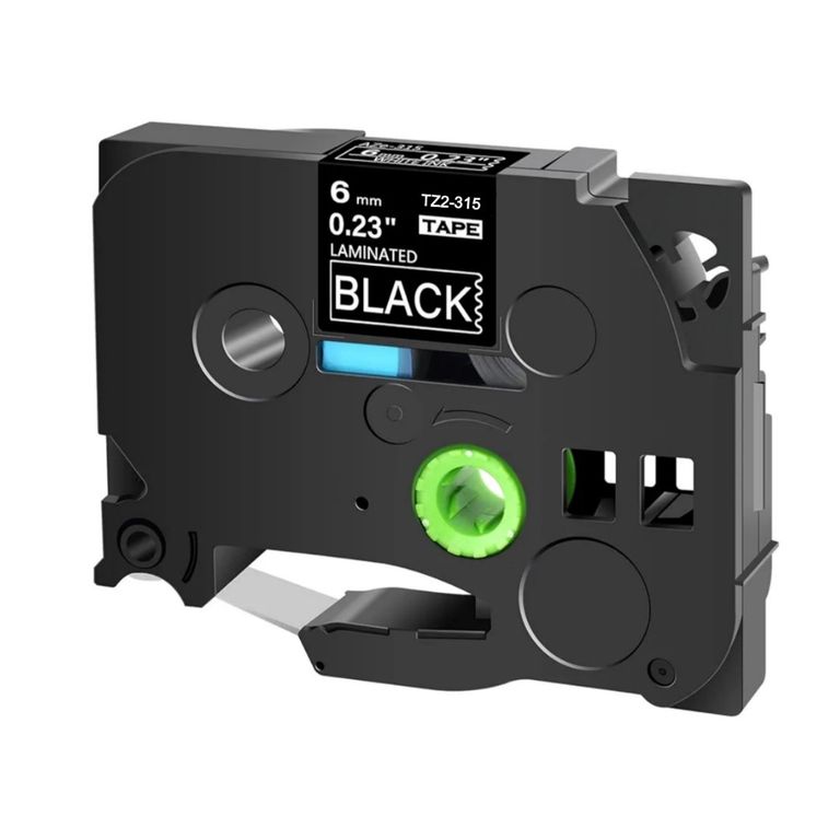 CINTA BROTHER COMPATIBLE TZ2-315 6MM LETRA BLANCO SOBRE NEGRO