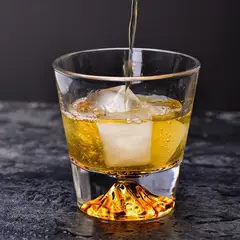 GENERICO - Set x6 vasos 12 oz de whisky de vidrio labrado montaña Fuji Japón