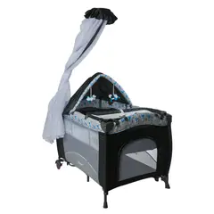 EBABY - Cuna Corral Mecedora Sally Gris Azul EB716-1A