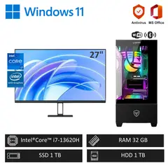 INTEL - Computadora PC Gamer ci7-13620H 4,90 GHz 32GB RAM 2TB + Monitor Xiaomi 27”