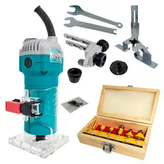 TOTAL TOOLS - RUTEADORA FRESADORA TUPI DE MANO PALMA 6MM 14 TOTAL TLT6001 600W 34500RPM + 6FRESAS