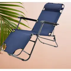 GENERICO - SILLA PLEGABLE REPOSERA RECLINABLE TERRAZA PLAYA CAMPING GRAVEDAD CERO AZUL