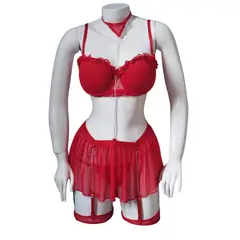 GENERICO - LENCERIA SEXY ENCAJE TRANSPARENTE PORTALIGA LIGERO