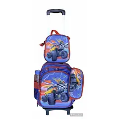 GENERICO - MOCHILA INFANTIL + LONCHERA + CARTUCHERA CON LUCES 3D CON RUEDAS