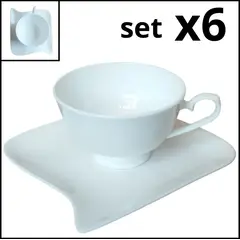 GENERICO - Set de 6 Tazas y 6 Platillo Estilo Europeo