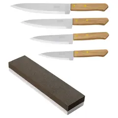 TRUPER - Combo Cuchillo de chef 4 Und, piedra afilador de cuchillo