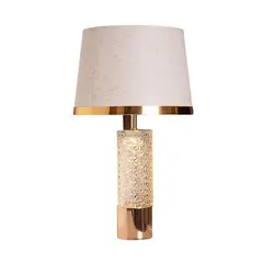 PANADECOR - Lámpara De Mesa Base Cristal Texturizado Pantalla Beige