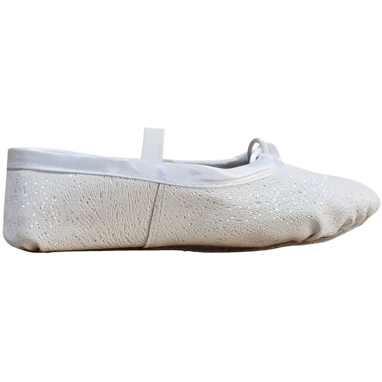 Zapatillas De Ballet Media Punta Cuerina Escarchada - Blanco