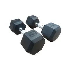 WINNER - Par Mancuernas Pesas 9 Kilos Cromadas Hexagonales De Caucho