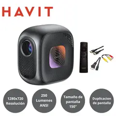 HAVIT - Proyector PJ215 PRO 250 ANSI Lumens 4K 150" Wifi Negro