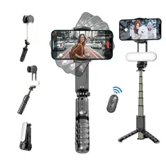 GENERICO - Estabilizador Gimbal Q09 Tripode Stick + Luz + Bluethoot 6en1