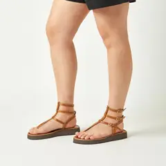 WHITE - Sandalias Mallorca de cuero color camel